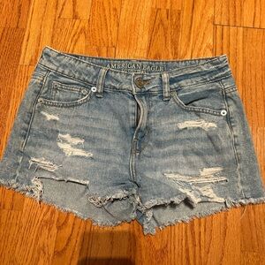 American Eagle Outfitters Light Blue Frayed Jean Shorts